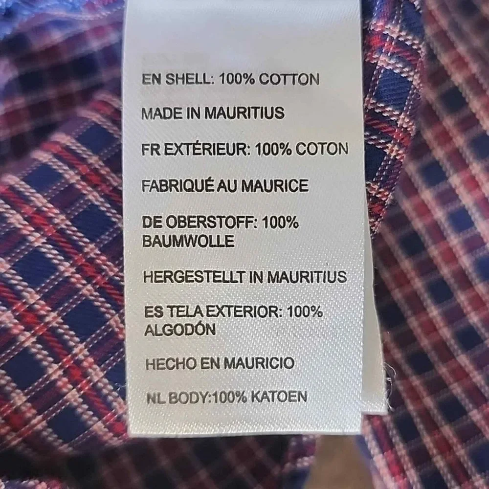 UNTUCKit Men's Trivento X-Large XL Regular Fit Blue and‎ Red Plaid Shirt